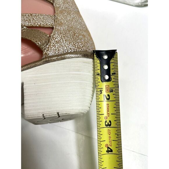 Fly London Sandals Size 10- 10.5 41 EU Gladiator Heeled Lace Up Metallic - Picture 11 of 16